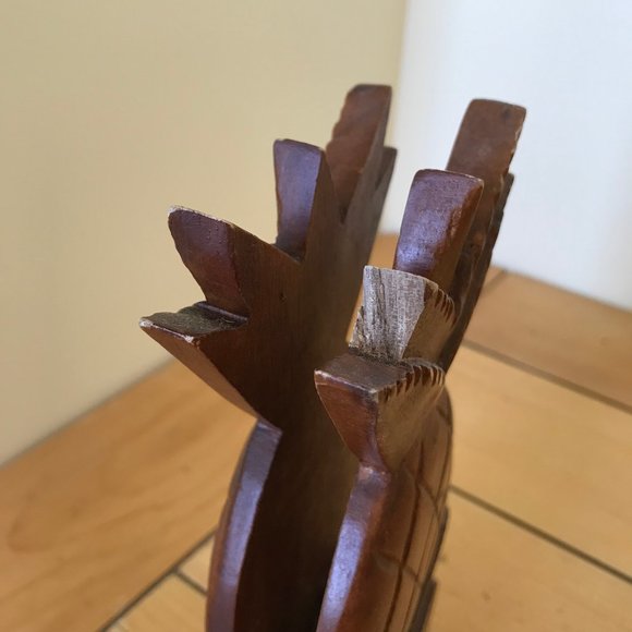 Wooden Pineapple Shape Napkin Holder Vintage Tiki Bar Decor 7.25" Damaged - Picture 2 of 5
